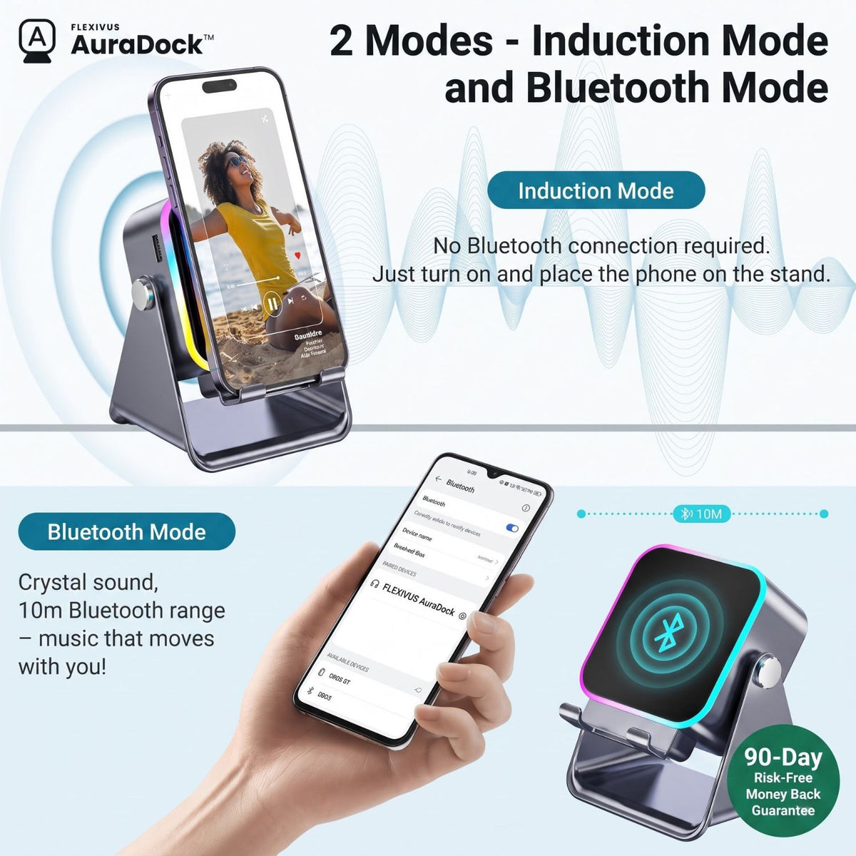 Flexivous AuraDock™ - 5-in-1 Foldable Bluetooth Speaker & Phone Stand