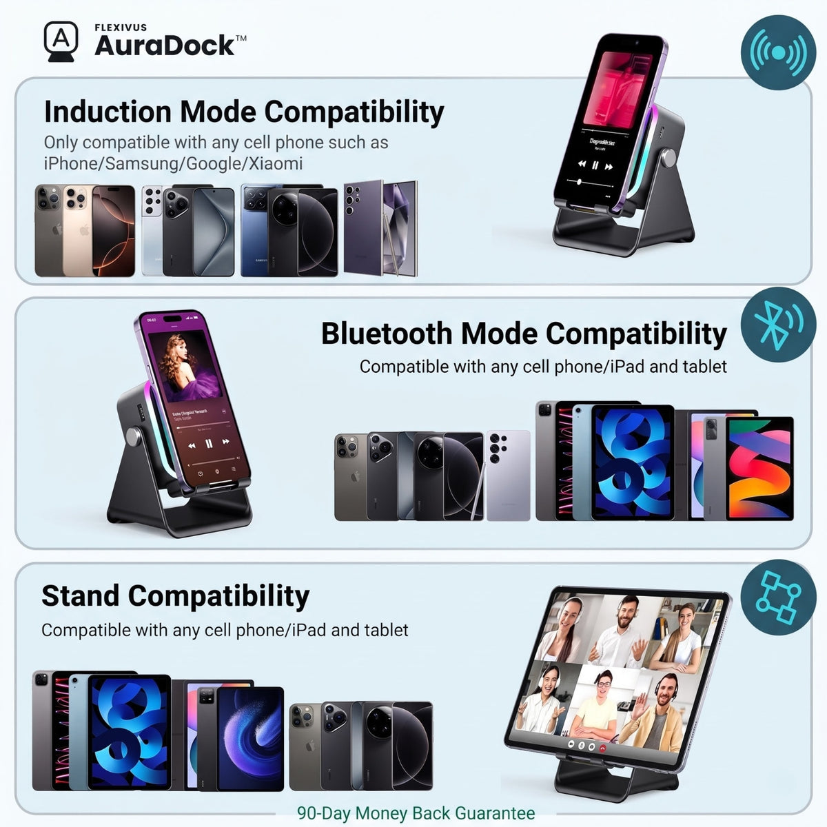 Flexivous AuraDock™ - 5-in-1 Foldable Bluetooth Speaker & Phone Stand