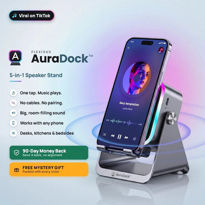 Flexivous AuraDock™ - 5-in-1 Foldable Bluetooth Speaker & Phone Stand