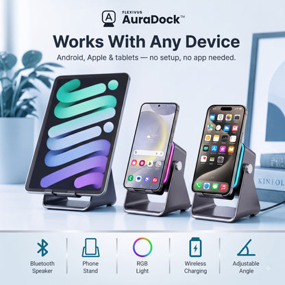 Flexivous AuraDock™ - 5-in-1 Foldable Bluetooth Speaker & Phone Stand
